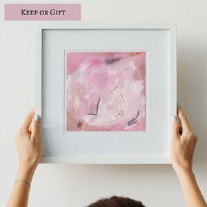 Original square artwork pink abstract painting - The Dancer's Timing 5x5 inches